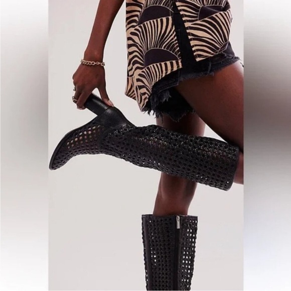 FREE PEOPLE Woodstock Woven Leather Boots